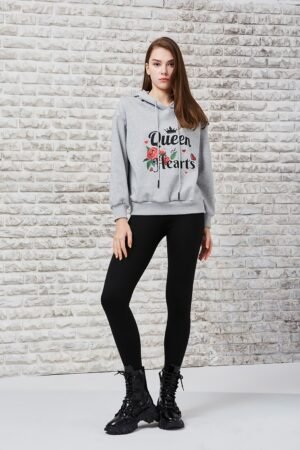 Rose monogram print hooded top