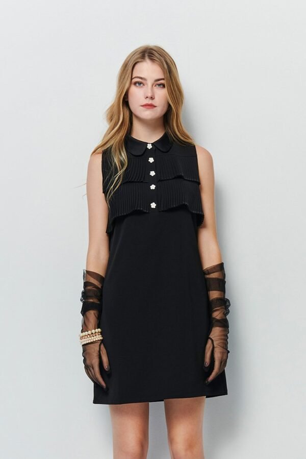 Satin collar button level sleeveless