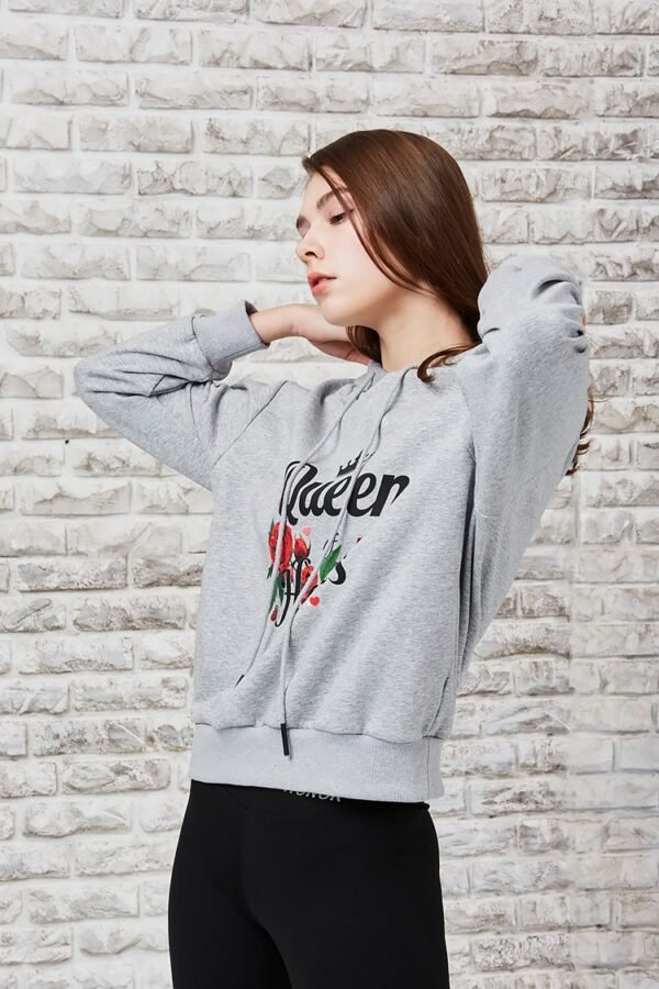 Rose monogram print hooded top