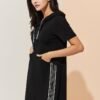 Hat rope LOGO pocket hooded dress