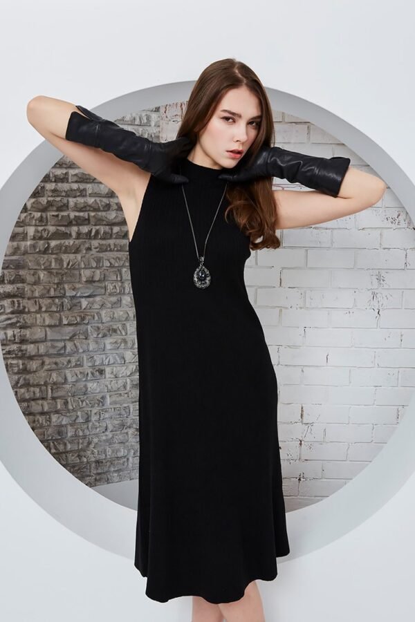 Turtleneck knit sleeveless dress