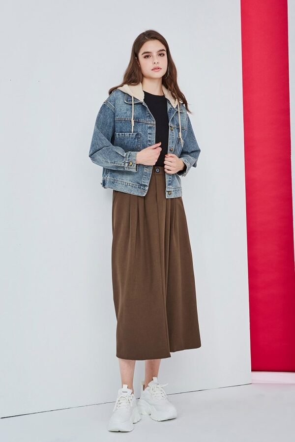 Short knit hooded large pocket