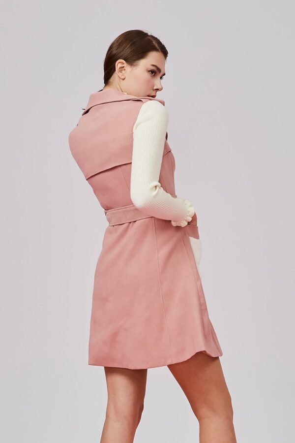 Lapel patchwork vest long coat