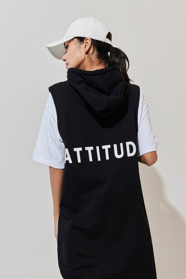 Hooded sports style fake two-piece dress