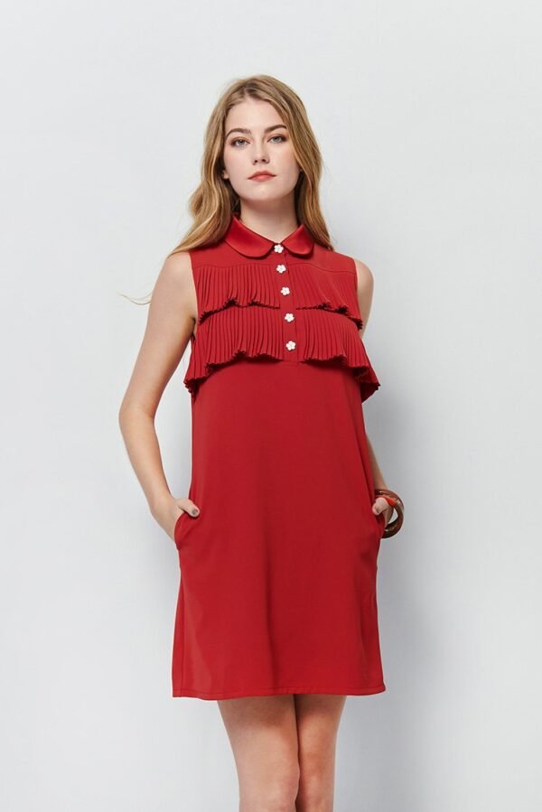 Satin collar button level sleeveless