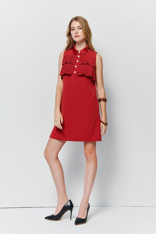 Satin collar button level sleeveless