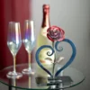 Red Metal Rose with Heart-Shaped Stand