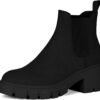 Women's Chelsea Boots Fashion Lug Sole Chunky Heel Slip on Elastic Ankle Booties