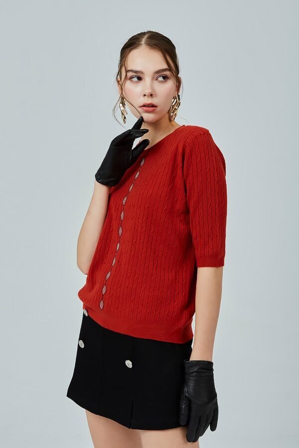 Bright diamond twist knit top