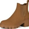 Women's Chelsea Boots Fashion Lug Sole Chunky Heel Slip on Elastic Ankle Booties